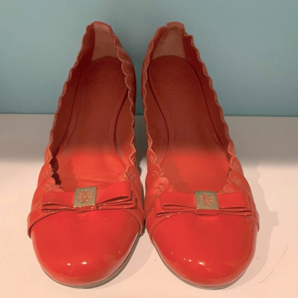 Tory Burch Women Balerina Flats, Patent Leather, Red, Size 7